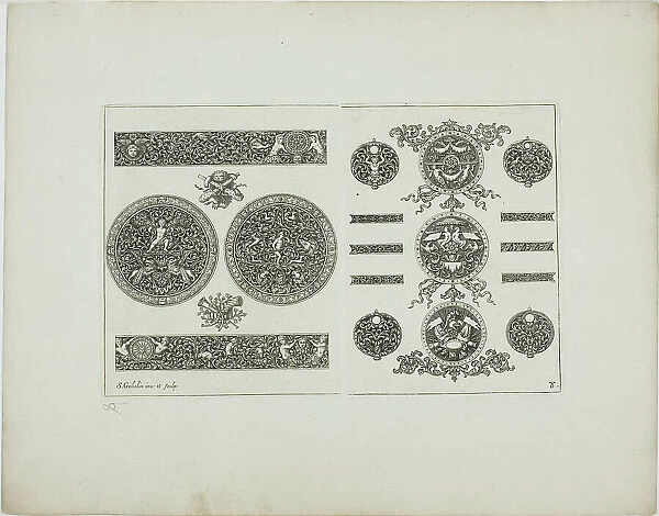 Plate Eight, from Book of Ornament, 1704. Creator: Simon Gribelin