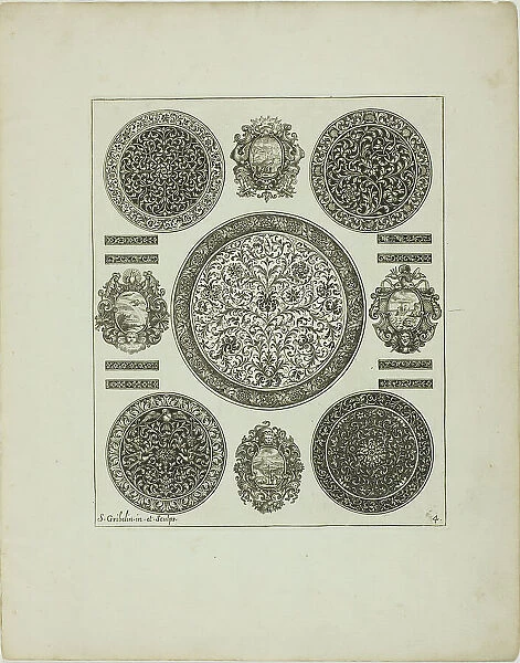Plate Four, from Book of Ornament, 1704. Creator: Simon Gribelin