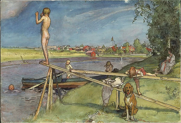 A Pleasant Bathing-Place. From A Home (26 watercolours), c19th century. Creator: Carl Larsson