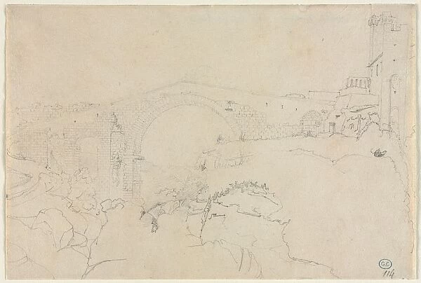 The Ponte dellAbbadia at Vulci, first half 19th century. Creator: Jean-Auguste-Dominique Ingres