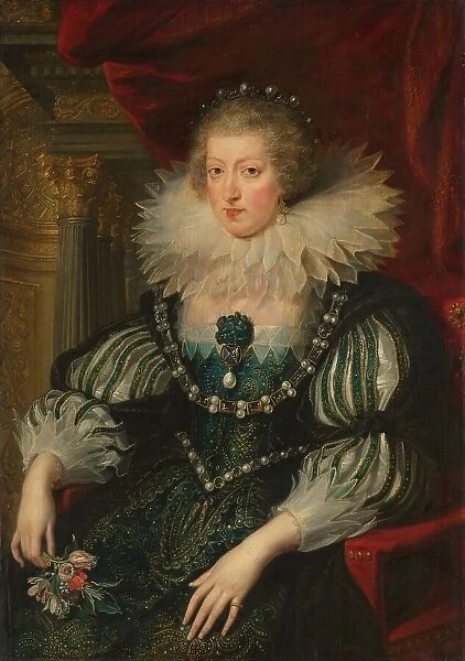 Portrait of Anne of Austria (1601-1666), Queen of France, c.1628. Creator: Workshop of Peter Paul Rubens