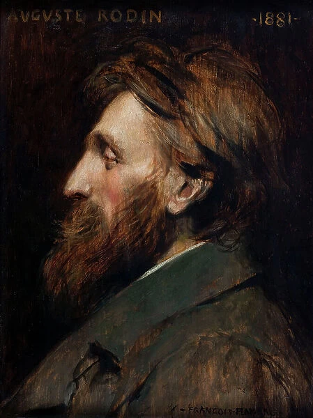 Portrait of Auguste Rodin, 1881. Creator: Francois Flameng