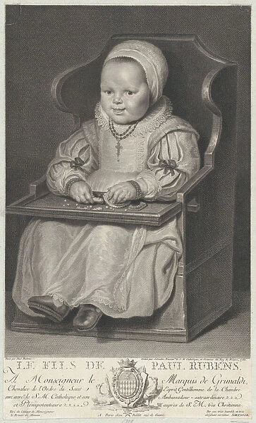Portrait of one of Cornelis de Vos children (probably), seated in a baby chair, 1762. Creator: Manuel Salvador Carmona