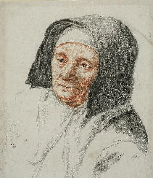 Portrait of an elderly woman, unknown date. Creator: Anon