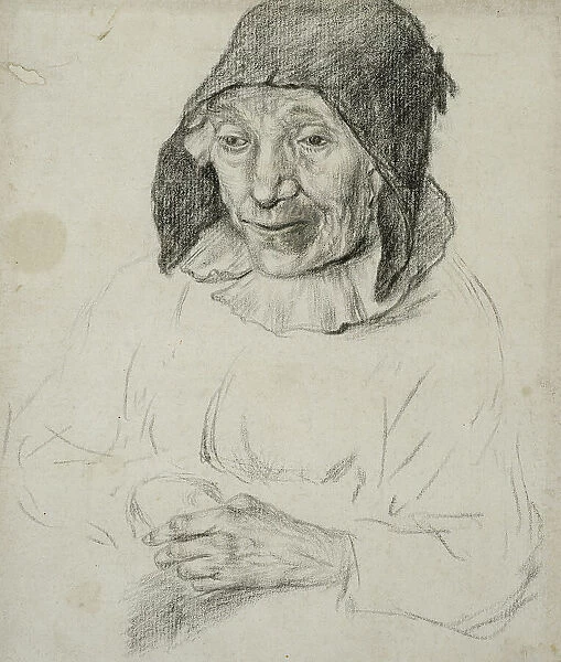 Portrait of an elderly woman, unknown date. Creator: Anon