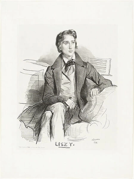 Portrait of Franz Liszt, published August 1832. Creator: Achille Deveria