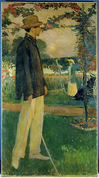 Portrait of Jean Cocteau (1889-1963), writer, in the Garden of Offranville, 1913. Creator: Jacques Emile Blanche