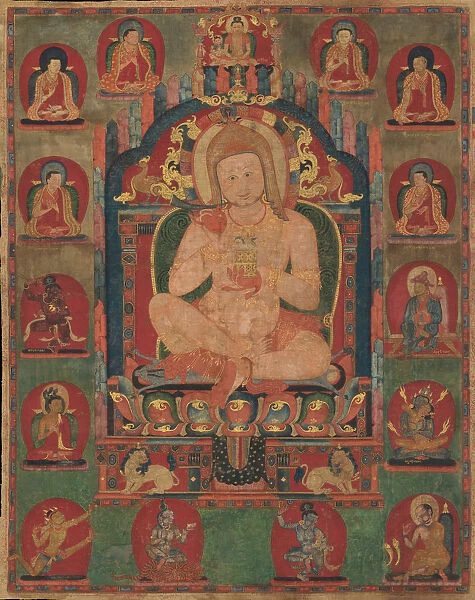 Portrait of Jnanatapa Attended by Lamas and Mahasiddhas, ca. 1350. Creator: Unknown