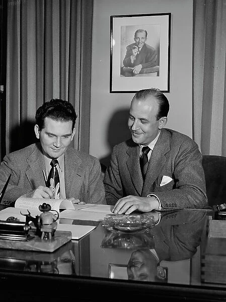 Portrait of Joe Mooney and Milt Gabler(?), Decca office(?), New York, N.Y. ca. Dec. 1946. Creator: William Paul Gottlieb