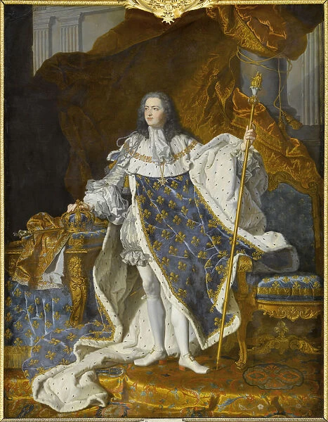 Portrait of Louis XV in his royal costume. Artist: Rigaud, Hyacinthe Francois Honore (1659-1743)