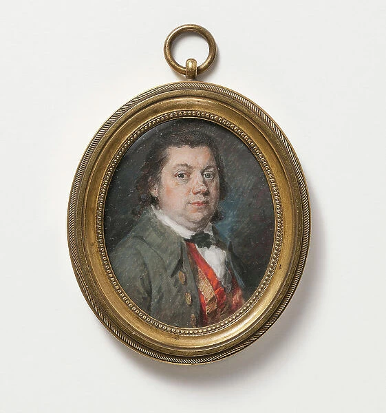 Portrait of Man with Brown Jacket, Orange and Yellow Ribbon, 18th century. Creator: Anon