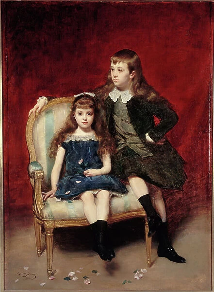 Portrait of Marguerite (1883-1973) and Robert (1880-1956) de Broglie, 1890. Creator: Charles Emile Auguste Carolus-Duran
