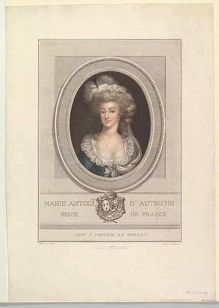 Portrait of Marie Antoinette, 1786-1800. Creator: John Curtis