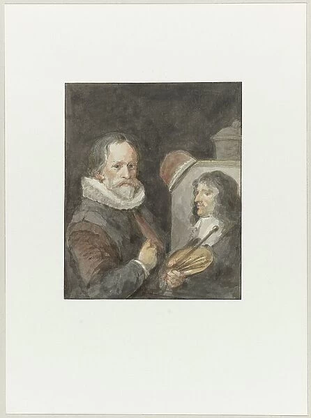 Portrait of Michiel van Mierevelt, holding Jacob Willemsz. Delff painting, 1792. Creator: Aert Schouman