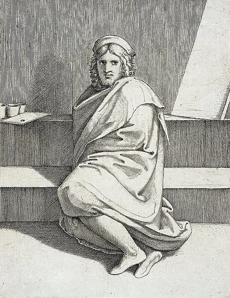 Portrait of Raphael, Seated, between circa 1517 and circa 1519. Creator: Marcantonio Raimondi