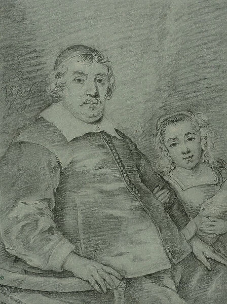 Portrait of a seated man and a young girl, c17th century. Creator: Unknown
