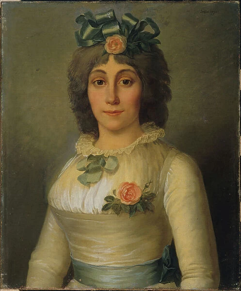 Portrait of a woman, formerly identified as Anne-Josèphe Théroigne de Méricourt (1762-1817), 1793. Creator: Pierre Nicolas Selles