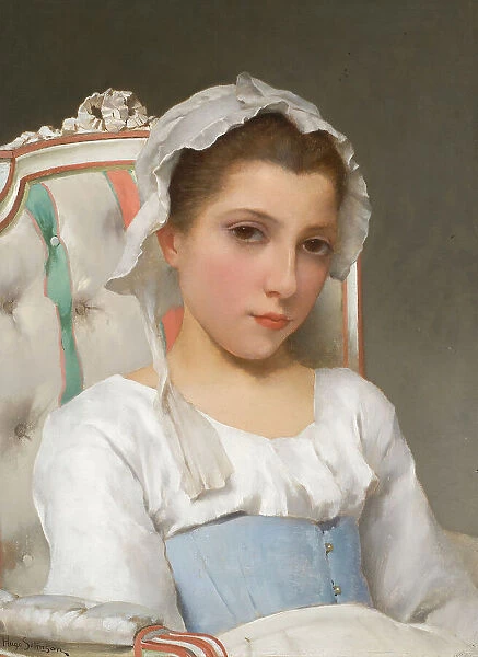 Portrait of a Young Girl, late 19th century. Creator: Hugo Salmson