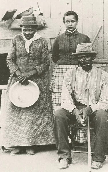 Postcard of Harriet Tubman, Nelson Davis, and daughter Gertie, ca. 1887; printed 1992