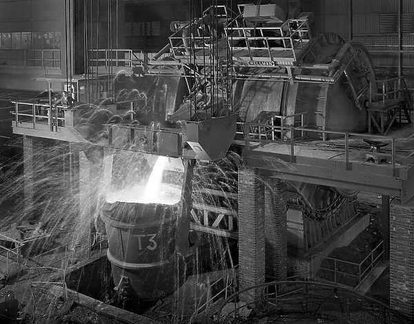Pouring molten iron, Park Gate steelworks, Rotherham, South Yorkshire, 1964. Artist