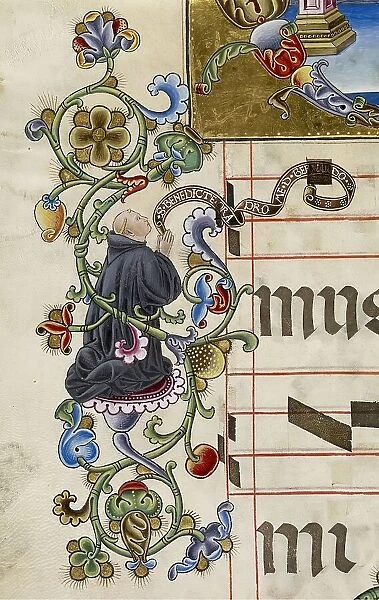 Praying cleric - detail from an antiphonary, c1505. Creator: Unknown