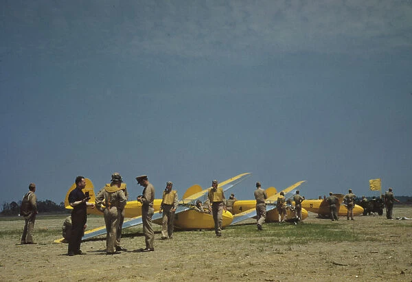Preparing for take-off at the glider pilot training program, Page Field, Parris Island, S. C. 1942. Creator: Alfred T Palmer