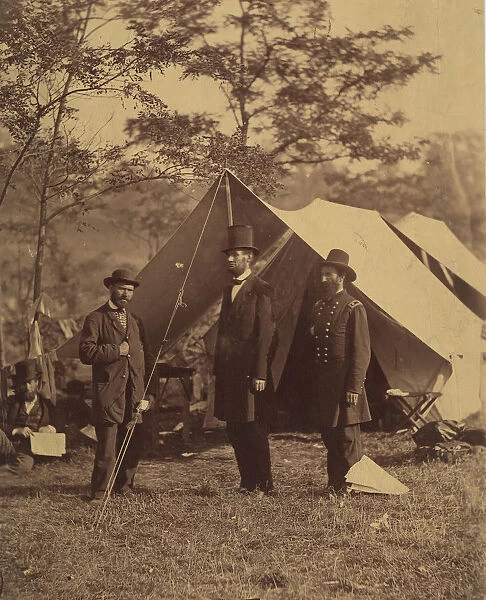 [President Abraham Lincoln, Major General John A. McClernand (right), and E. J