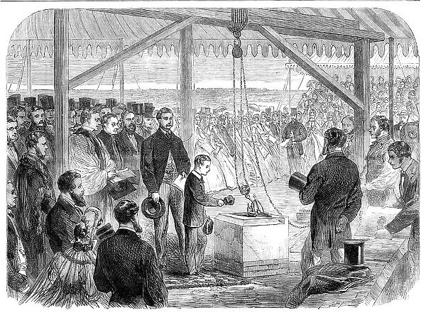 Prince Leopold laying the Foundation-Stone of a new infirmary at Bishop's Waltham, Hants., 1864. Creator: Unknown