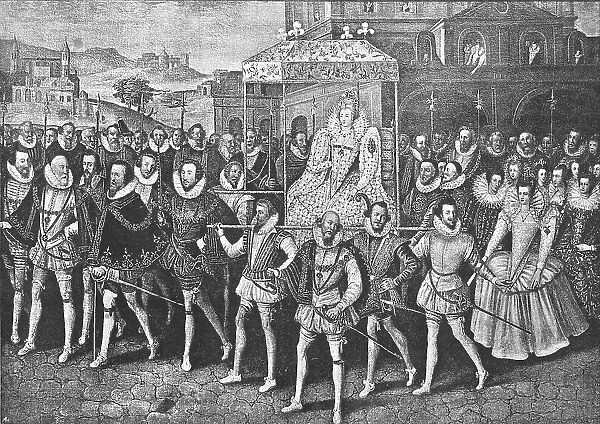 'Procession of Queen Elizabeth to Blackfriars, June 9, 1600, 1890. Creator: Unknown