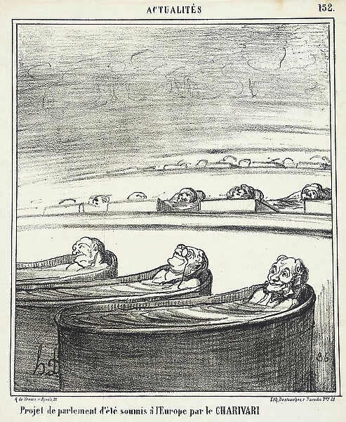 Project de Parlement d'été soumis à l'Europe par le CHARIVARI... 1868. Creator: Honore Daumier