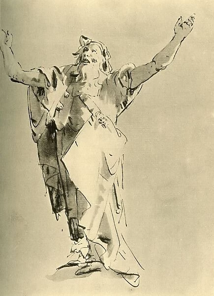Prophet with Arms raised, mid 18th century, (1928). Artist: Giovanni Battista Tiepolo