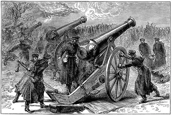 Prussian guns at the siege of Paris, Franco-Prussian War, January 1871 (c1880)