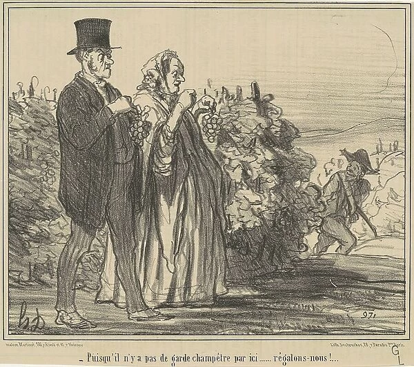 Puisqu'il n'y a pas de garde champêtre... 19th century. Creator: Honore Daumier