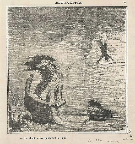 Que diable est-ce qu'ils font la-haut!, 19th century. Creator: Honore Daumier