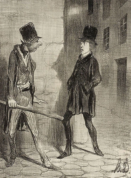 Quelle heure est-il s'il vous plait?, 1839. Creator: Honore Daumier