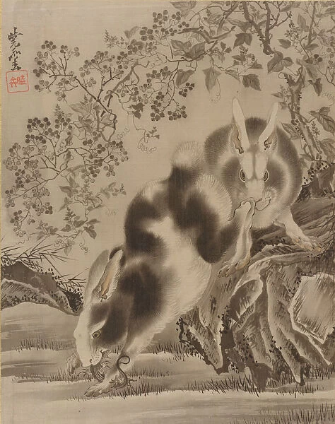 Rabbits, ca. 1887. Creator: Kawanabe Kyosai