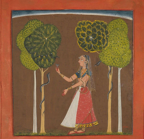 Ragini, possibly Asavari: Folio from a Ragamala Series, ca. 1700-1710. Creator: Unknown
