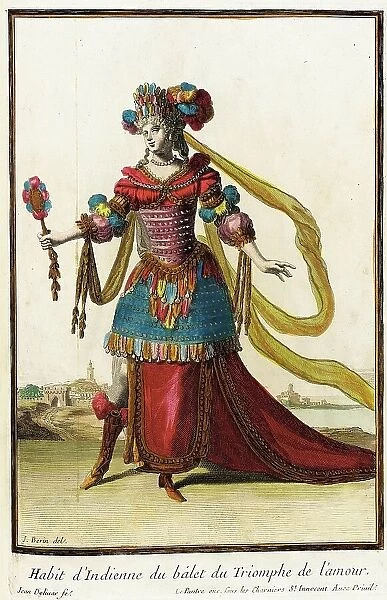 Recueil des modes de la cour de France, Habit d'Indienne du Balet du Triomphe de l'Amour, 1703-04. Creators: Jacques Le Pautre, Jean Doliver, Jean Berain