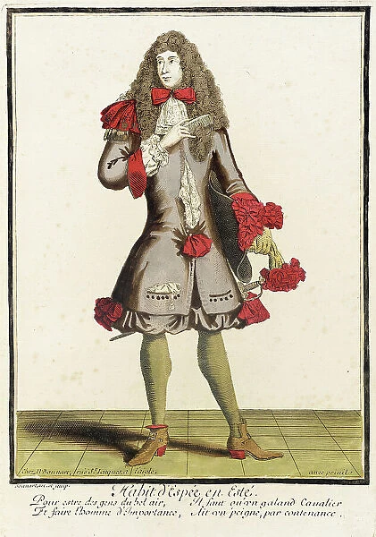Recueil des modes de la cour de France, Habit d'Espée en Esté (image 1 of 2), c1678. Creator: Nicolas Bonnart