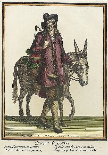 Recueil des modes de la cour de France, Crieur de Cerise, after 1674. Creator: Henri Bonnart