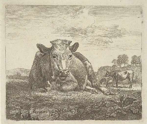 Recumbent Cow, from Different Animals, 1657. Creator: Adriaen van de Velde
