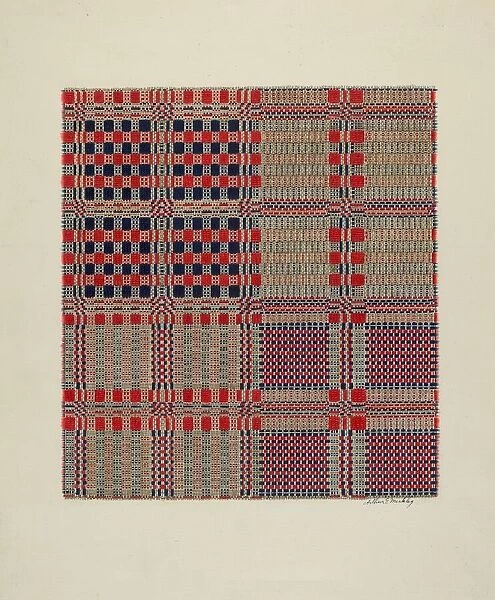 Red, White & Blue Coverlet, c. 1940. Creator: Merkley, Arthur G