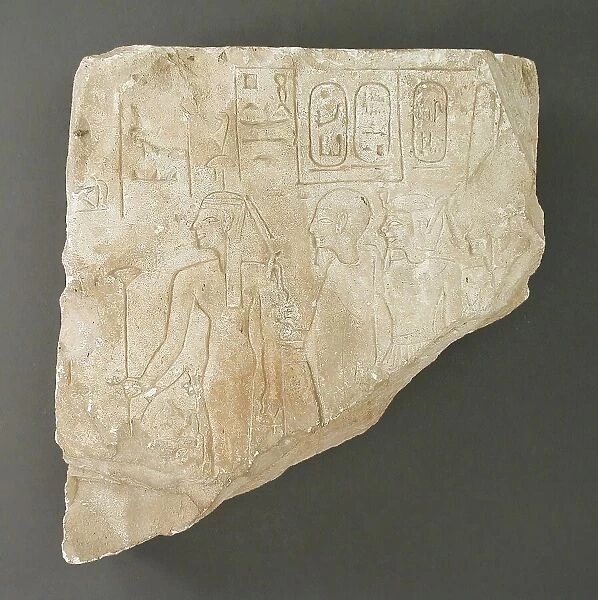 Relief Fragment Depicting Imenet, Ptah and Amenhotep I, New Kingdom (1569-1081 BCE). Creator: Unknown