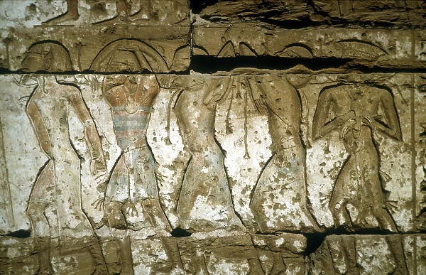 Reliefs of Enemy captives, Mortuary Temple of Rameses III, Medinat Habu, Egypt, c12th century BC