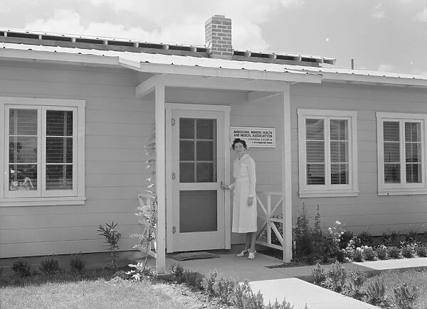 Resident nurse and clinic, FSA camp, Farmersville, Tulare County, California, 1939. Creator: Dorothea Lange