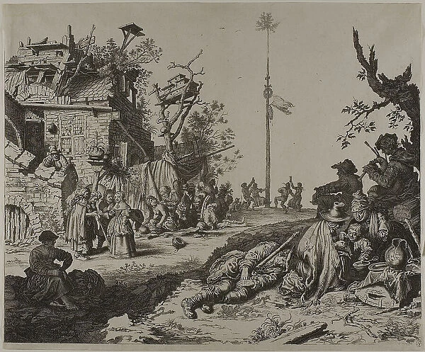 The Resting Gypsy Family in Front of a Ruined Inn, 1630 / 60. Creator: Gerrit Adriaensz de Heer
