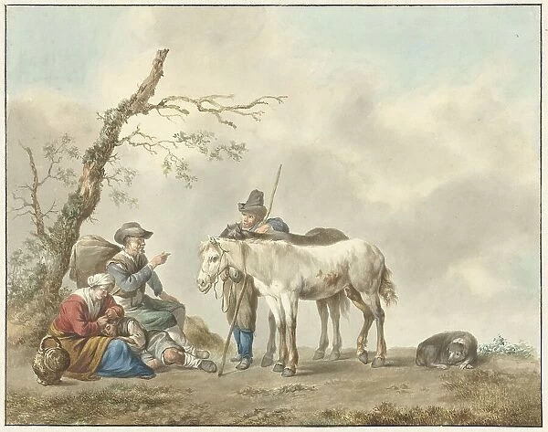 Resting travelers with two horses, 1783-1850. Creator: Louis Moritz