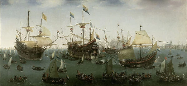 The Return to Amsterdam of the Second Expedition to the East Indies, 19 July 1599. Artist: Vroom, Hendrick Cornelisz. (1562  /  3-1640)