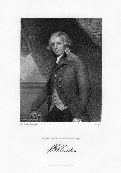 Richard Brinsley Sheridan, Irish playwright and Whig statesman, c1788, (1830). Artist: R Hicks