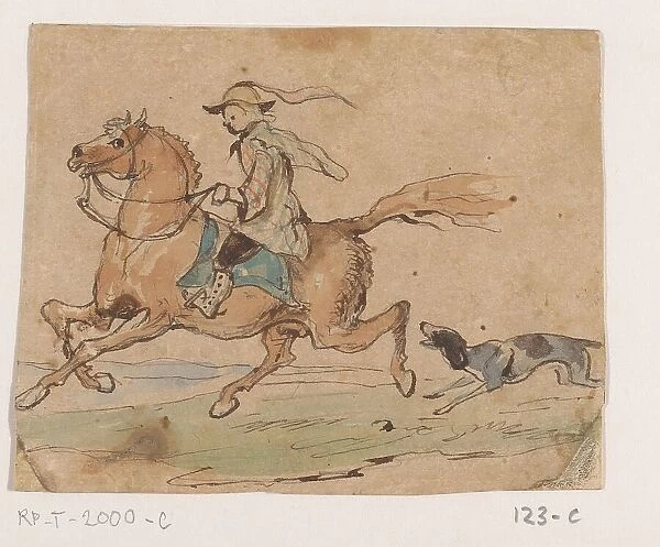 Rider on galloping horse, 1849. Creator: Johannes Tavenraat